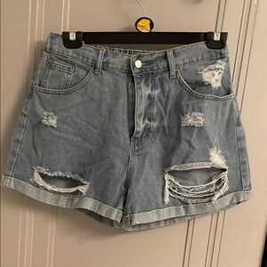 SHEIN Blue Distressed Jean Shorts